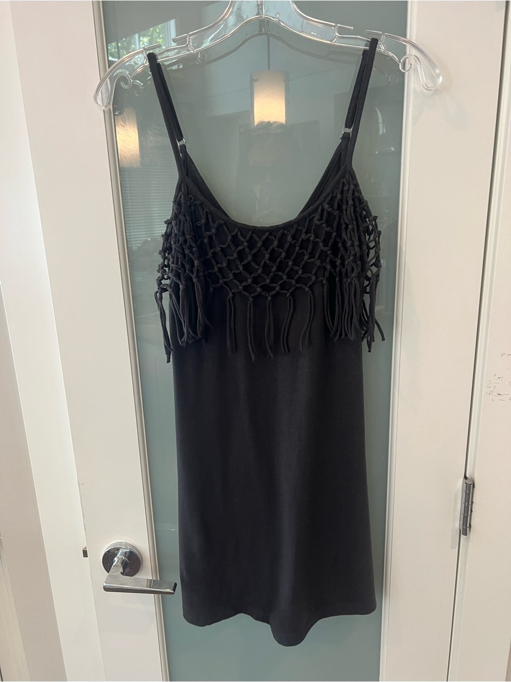 Billabong Black Macramé Fringe Mini Dress